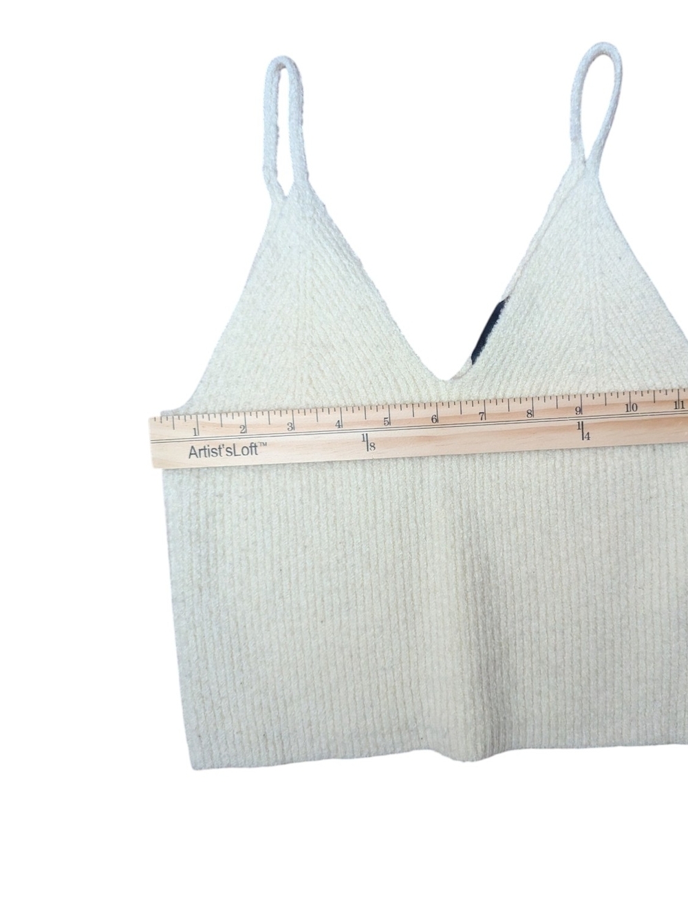 French Connection Cream Ribbed V-Neck Knit Cami - Picture 7 of 8